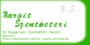 margit szentpeteri business card